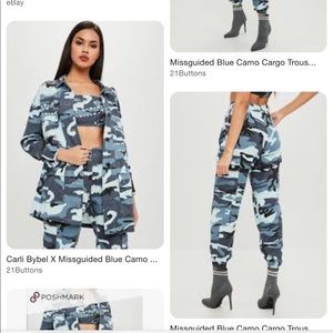 CARLI BYBEL x MISSGUIDED BLUE CAMO SET BRAND NEW